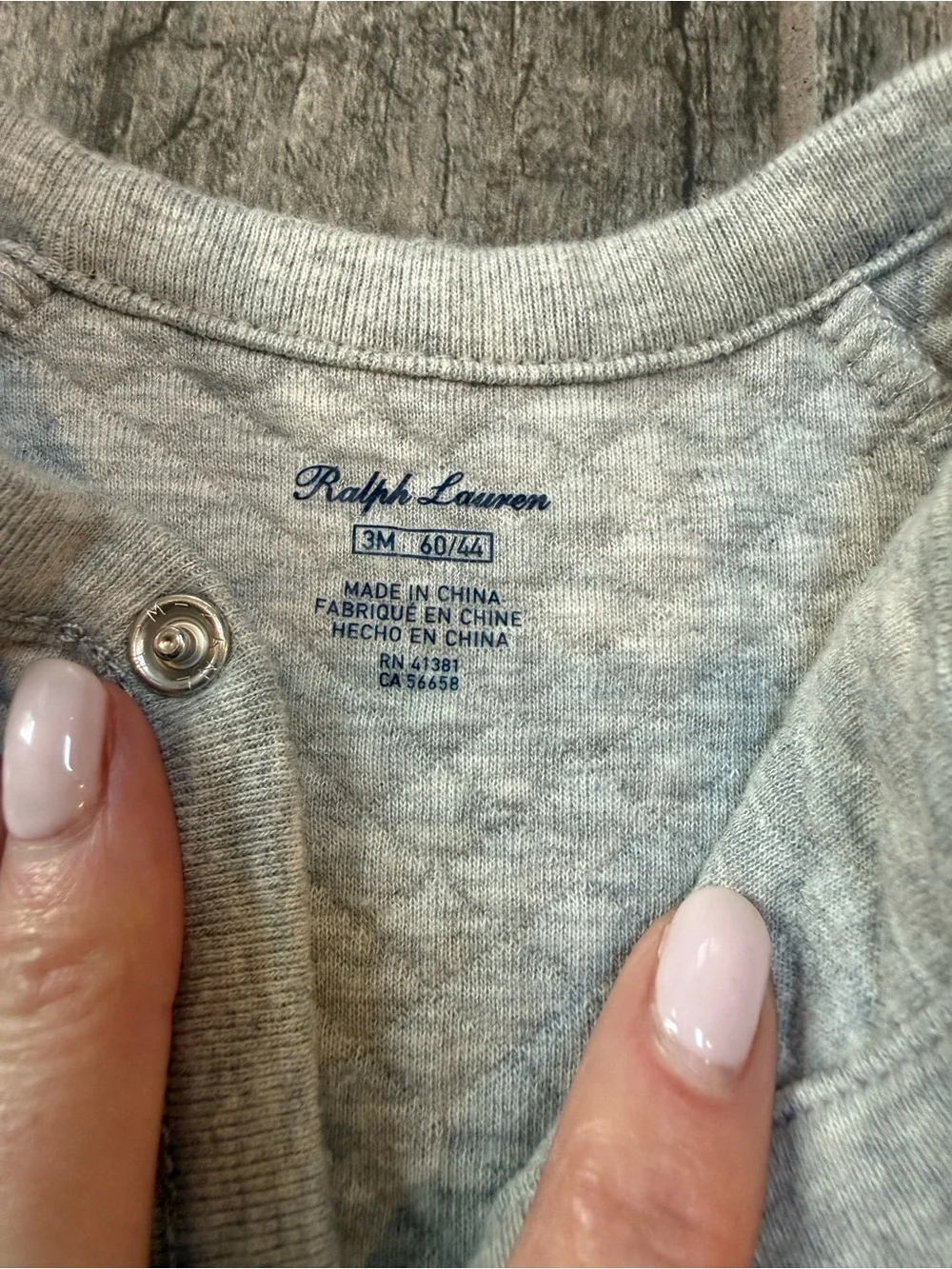 Polo Ralph Baby Lauren Baby Grey Quilted Cotton Coverall Romper - 3 months